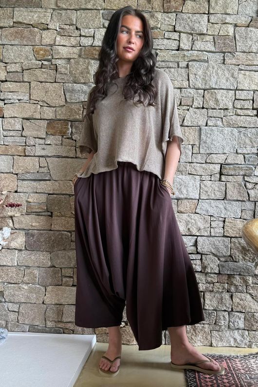 Oscar Asymmetric Hareem Skirt Pant Chocolate